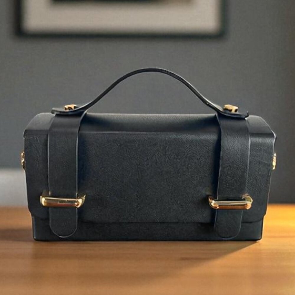 Lily Black Italian Leather Handbag for Women – Luxury Designer Shoulder